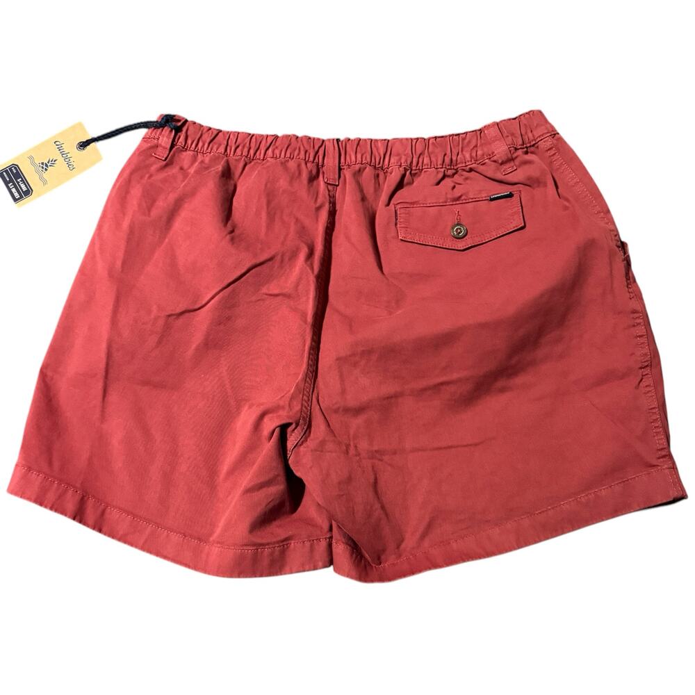 NWT Chubbies Stretch Twill Flat Front Pull On Elastic Shorts Red XL 5.5” Inseam - Picture 2 of 6